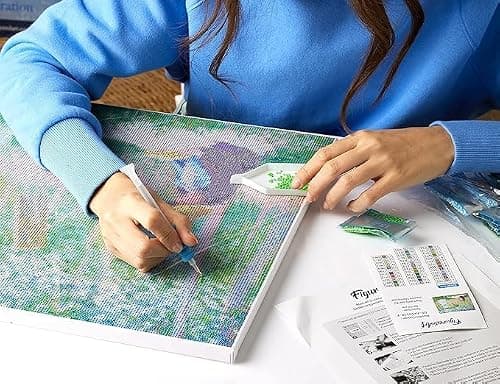 Figured’Art Diamond Painting Broderie Diamant 40x50cm Avec Cadre Toile Tendue Strass Perles Carrés - Vague et coucher de soleil - Kit Complet 5D DIY Activité Manuelle Loisirs Créatifs Adultes