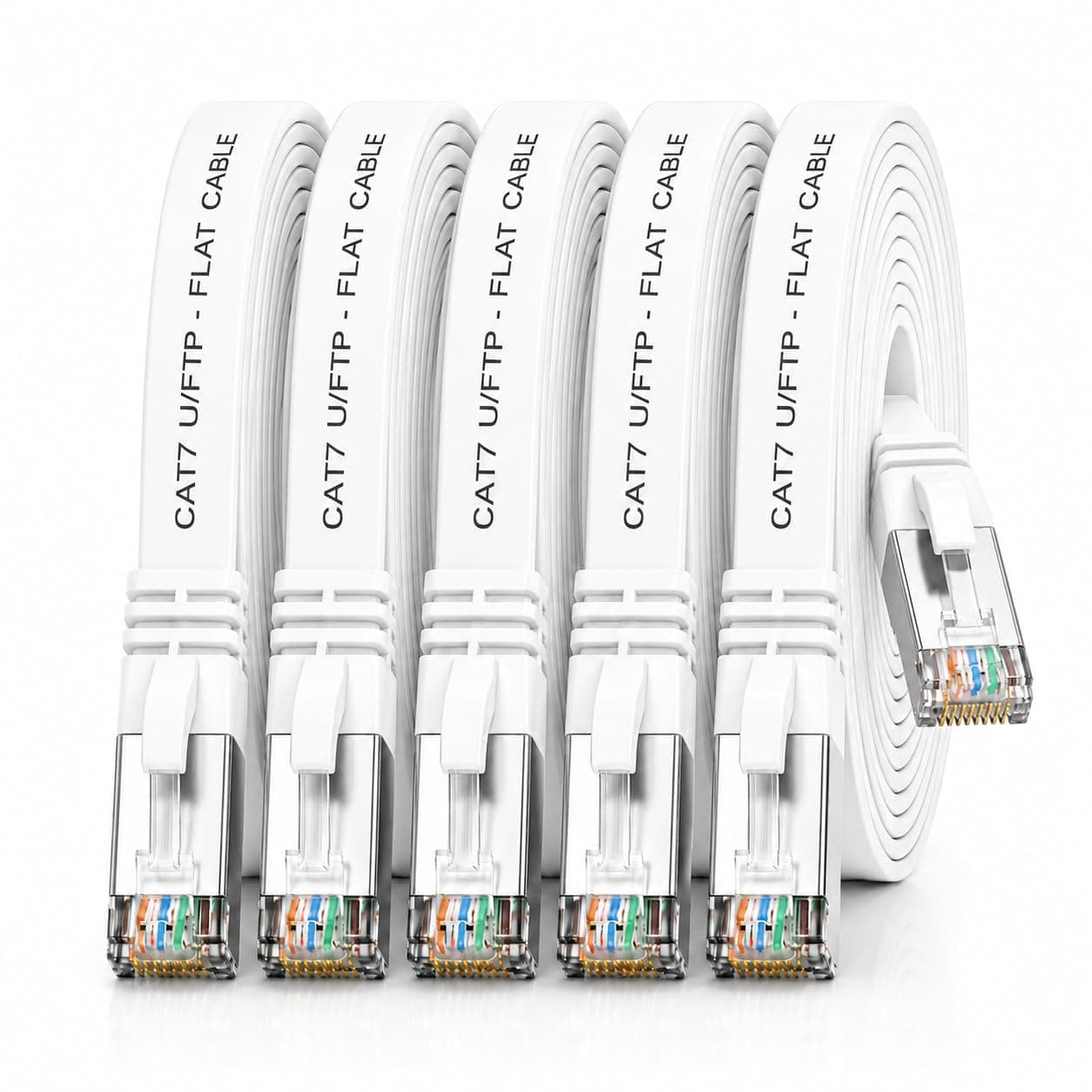 1aTTack.de CAT7 Câble LAN 5x 1m câble réseau flexible 10 Gbit/s - blanc