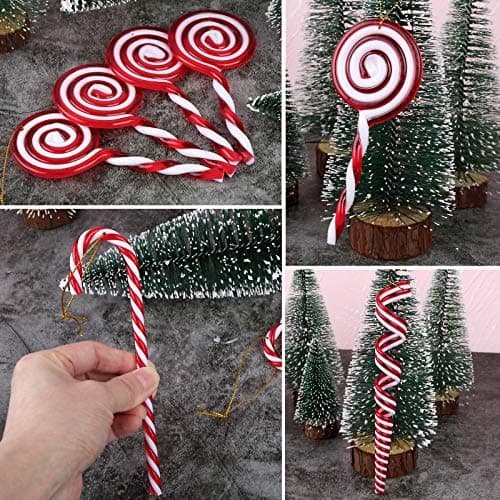 BHGT 12PCS Canne a Sucre Noël Canne Bonbons Décorations de Sapin 3 Style Sucette de Noël Ornement Pendentif de Noël pour Sapin de Noël Arbre de Noël