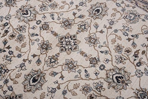 TAPISO Colorado Tapis Poil Ras Design Traditionnel Crème Gris Marron Motif Floral Ornamental Bordure Tapis Salon Chambre Bureau Oeko-TEX Résistant 60 x 100 cm
