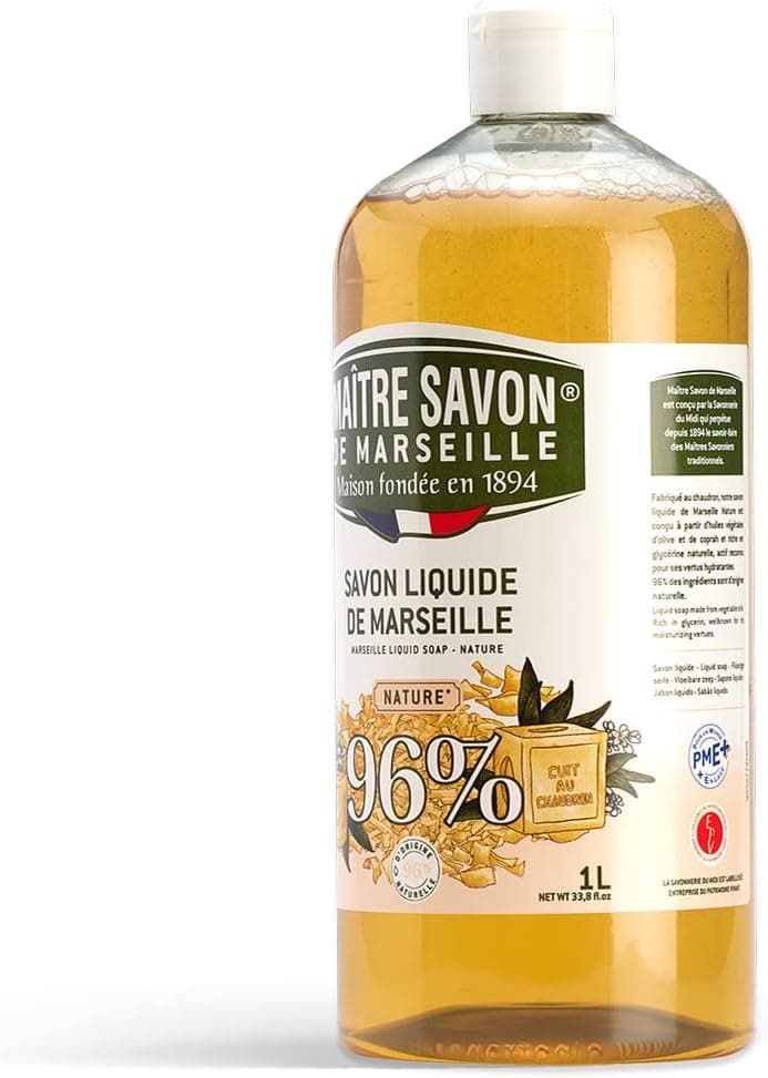 Maître Savon de Marseille - Savon de Marseille liquide Nature- 1L - 96% d'origine naturelle