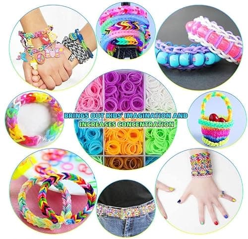 Kit Bandes Métier Tisser pour Enfants, 15000 Pcs Ensemble Bandes élastiques Bricolage pour Bracelets avec Métier Tisser Crochet Bandes Métier Tisser Coffret Bandes Métier Tisser Luxueux pour Bracelets