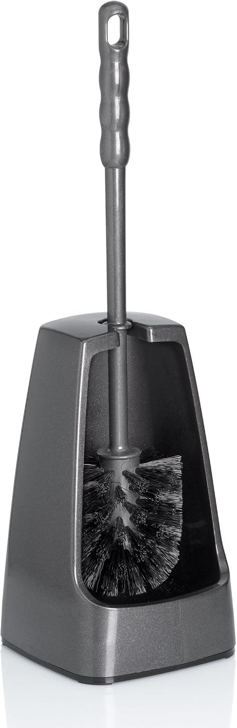 kela Brosse à WC avec réservoir Semi-Ouvert, 38 cm, Brosse pour Toilettes, Ensemble Brosse WC Levin, Gris foncé