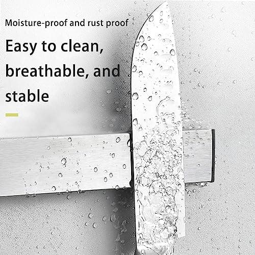 Nutabevr 30cm Porte Couteaux Aimanté, Magnétique pour Couteaux en Acier Inoxydable, Porte-couteau magnétique pouvant être installé sans perçage, pour couteaux de cuisine, couteaux à fruits, ciseaux