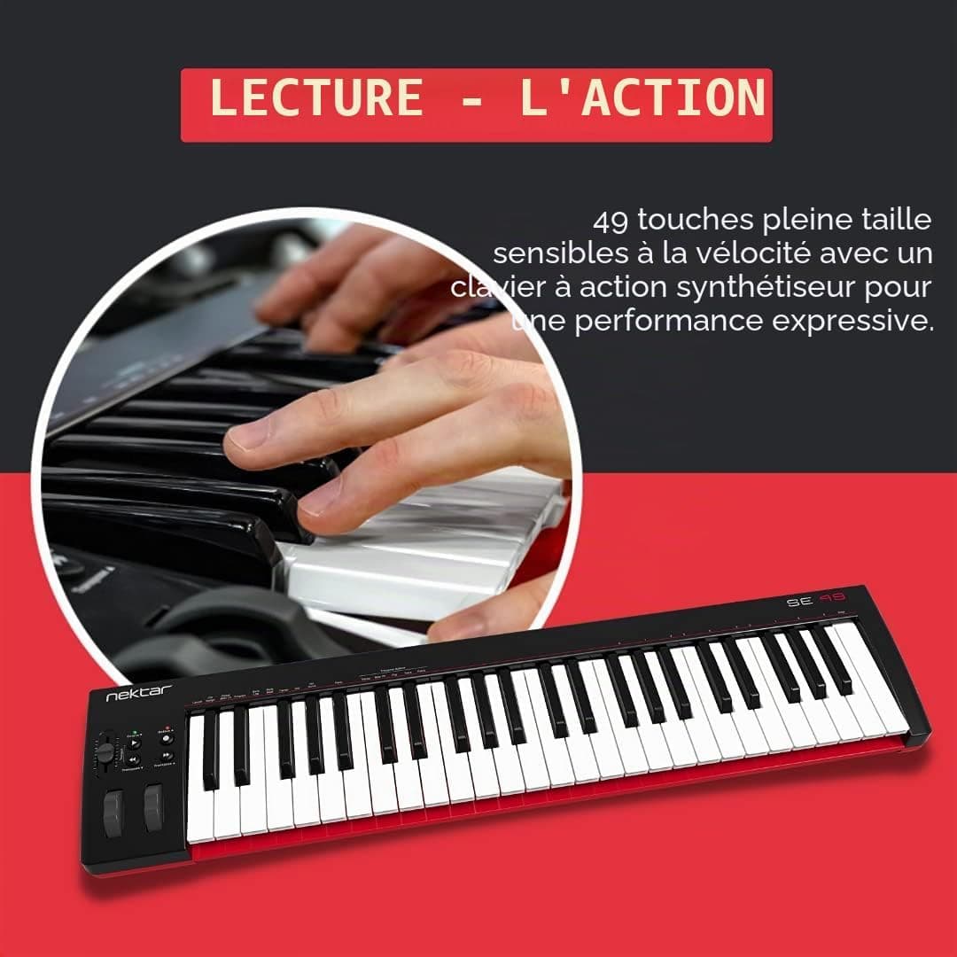 Nektar SE49 Contrôleur de clavier MIDI USB avec intégration Nektar DAW