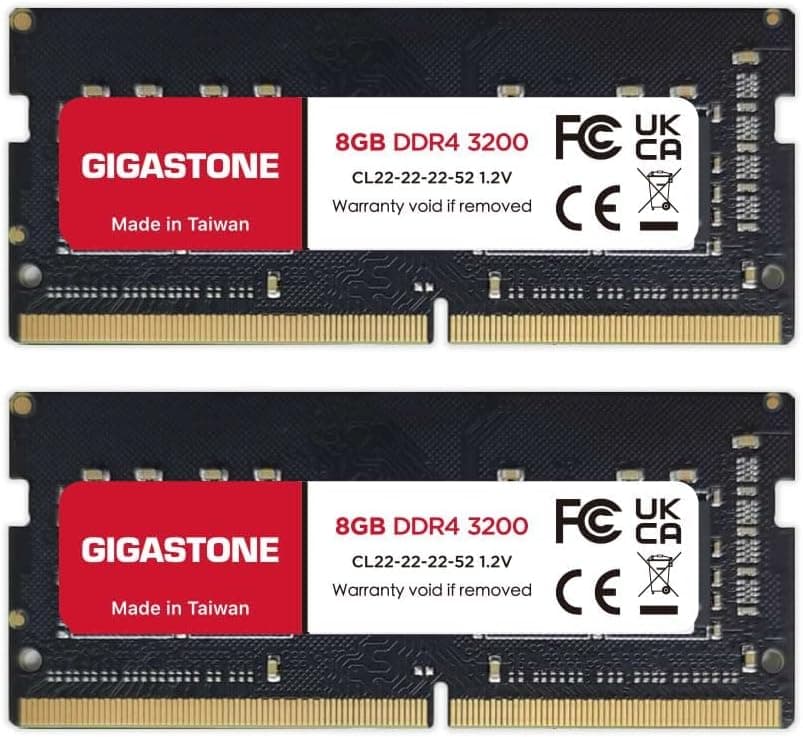 【DDR4 RAM Mise à Niveau pour Portable】 GIGASTONE 16Go Kit(2x8Go) DDR4 3200MHz(2933MHz Or 2666MHz) PC4-25600(PC4-23400/21300) CL22 1.2V SODIMM 260pin UnbuffeRouge Non ECC Mémoire Haute Performance