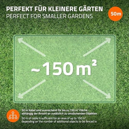 ECD Germany Câble Périphérique Universel pour Tondeuse-Robot, 50m, 12 Connecteurs de Câble + 200 Piquets de Terre, Ø 2,7 mm, Fils d'Aluminium Étamés et Cuivrés, Câble de Délimitation pour Jardins