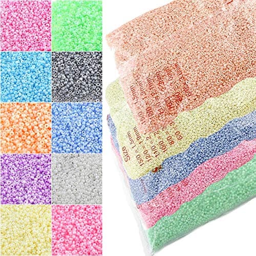Rocailles Lot de perles rondes en verre de 2 mm 11/0 Dans 75 couleurs différentes 1,5 kg Env. 100.000 pièces au total