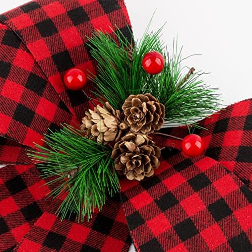 COLOFALLA 2PCS Noeuds de Noël 30x22.8cm Grande Taille Nœuds Papillons avec Pomme de Pin pour Sapin de Noël Décoration de Noël Emballage Cadeau Guirlande Voiture Mariage
