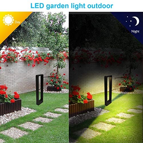 LEDMO 12W Lampe de Jardin 3000K 1100LM Borne lumineuse exterieur Etanche IP65 lampe decorative,Noir Alliage d'aluminium pelouse lumière adaptées aux Jardins,Patios,Allées,Pelouse