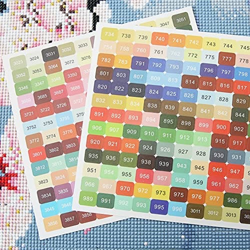 JAWSEU Autocollants de Numéro de Couleur, Étiquettes de Peinture Au Diamant avec Numéros Diamond Painting Accessoires Pastille de Couleur Autocollant pour Boîte de Rangement Diamant