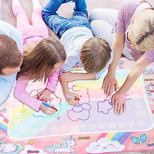 LEcylankEr Tapis Dessin Eau Enfant 120 x 90 CM Aqua Doodle Matte Aqua Tapis de Dessin Adapté Jeux pour Enfants 1 2 3 4 5 6 7 Ans (Licorne)