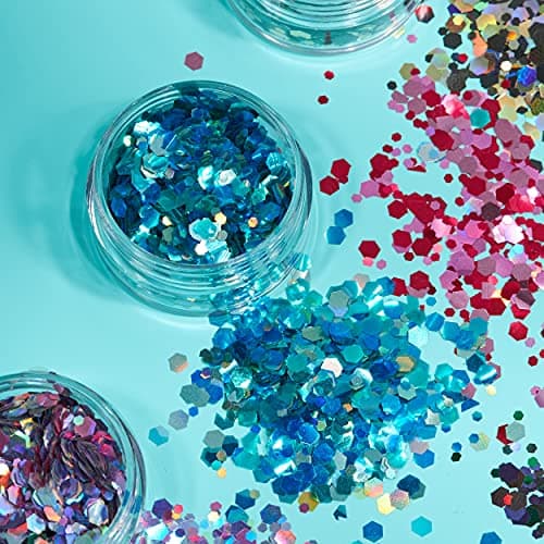 Mystique Brillant épais par Moon Glitter – 100% de paillettes cosmétique pour le visage, le corps, les ongles, les cheveux et les lèvres - 3g - Assortiment de 6 couleurs