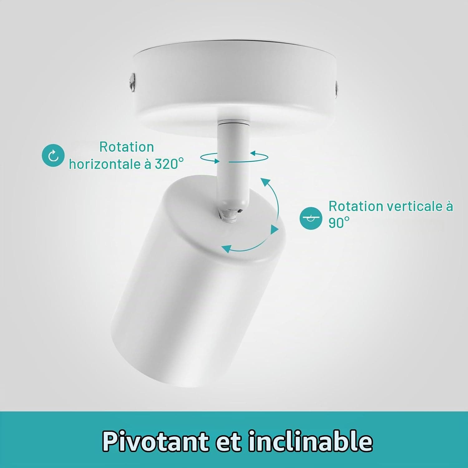 wowatt 2 pcs Spot Interieur Plafond Blanc Gu10 Lampe Orientable San Ampoule | Applique Spots Pivotant, Luminaire Plafonnier Moderne, Éclairage de Plafond pour Chambre Salon Salle à Manger Cuisine Couloir