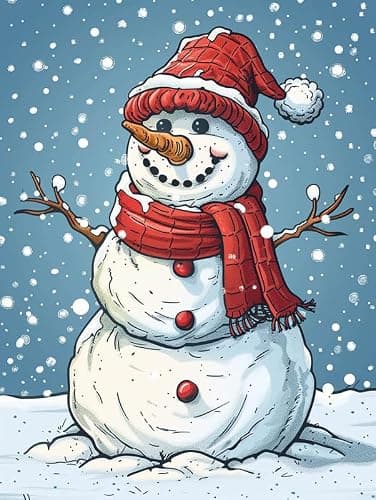 Pavemlo 5D DIY Diamond Painting Kits Bonhomme De Neige Souriant, Diamant Peinture Point De Croix Broderie Hiver, Strass Complet Image Arts Pour Peinture Salon Chambre Décoration Sticker Mural 30x40cm