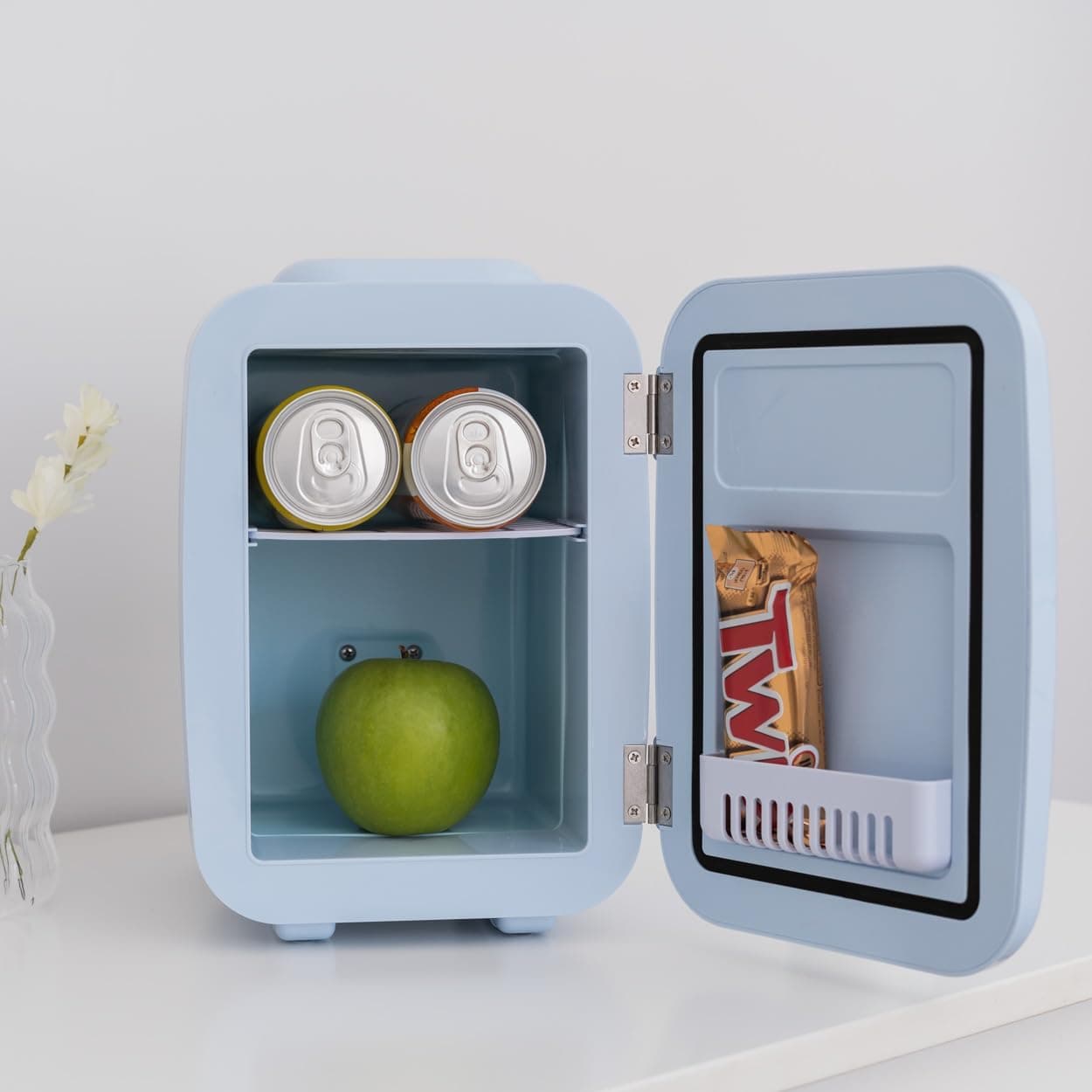 Flamingueo Mini Frigo - Petit Refrigerateur 4L, 12V/220V, Fonction Chaud et Froid, Mini Frigo de Chambre