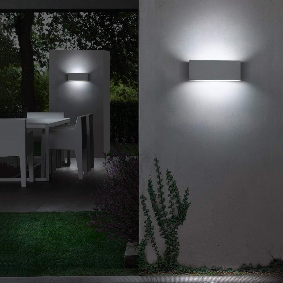 12W Applique Murale led Intérieur exterieur Lampe murale LED Moderne Imperméable IP65 Appliques Murales interieures en Aluminium pour Salon Escalier Couloir Jardin (Gris/Blanc Froid)