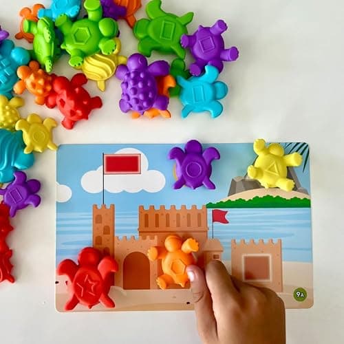 Learning Resources Kit d’activités mathématiques des tortues tactiles , apprentissage des nombres petite enfance, objets de tri mathématiques pour enfants, jouets de tri des couleurs, Montessori