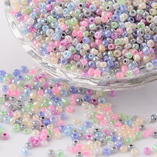 1000 PERLES DE ROCAILLE MULTICOLORE PASTEL Ø 2 mm 12/0 - CREATION