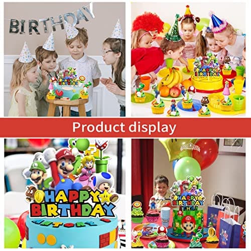 YOUYIKE Décoration De Gâteau Mario, 25 Pièces Mario Decoration Gateau Anniversaire, Decoration Gateau Enfant Mario, Toppers De Gâteau D'anniversaire Mario Pour Fête D'anniversaire D'enfants