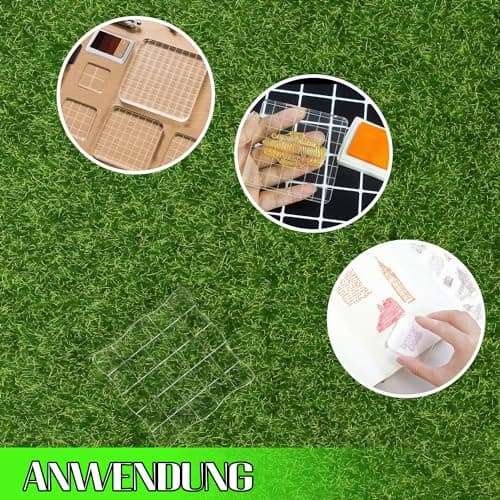 Hosifiy Lot de 2 tampons en acrylique pour tampons en silicone - 5 x 5 cm - Bloc de tampons en acrylique ondulé - Avec lignes de grille - Bloc acrylique transparent - Pour scrapbooking, fabrication de