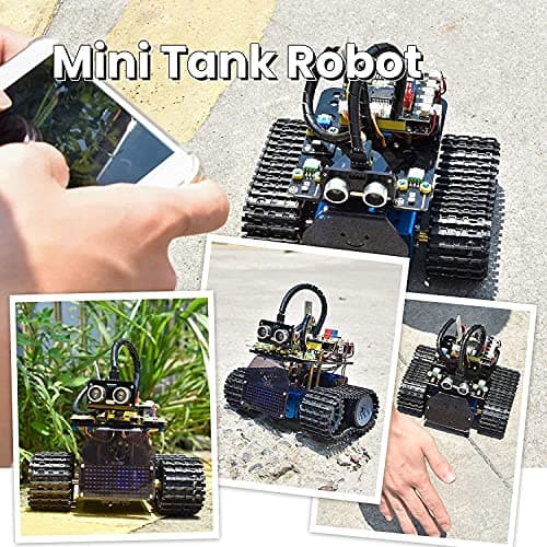 KEYESTUDIO Smart Robot Tank Car Kit V2 Compatible avec Arduino IDE Kit de Construction électronique avec microcontrôleur, Module Bluetooth, Robot de Voiture Jouet pour Enfants