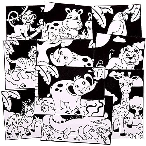 Baker Ross Coloriage en Velours Animaux de la Jungle - Lot de 10, Activites Manuelles pour les Enfants (FC906)