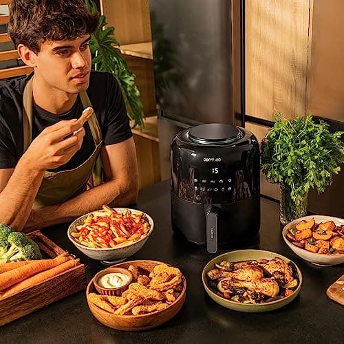 Cecotec Friteuse sans Huile Cecofry Compact 2000 Touch. 1200 W, Diététique, Numerique et Compacte, 1,9 L de Capacité, Thermostat, Temps ajustable, Technologie PerfectCook, Fonction Four