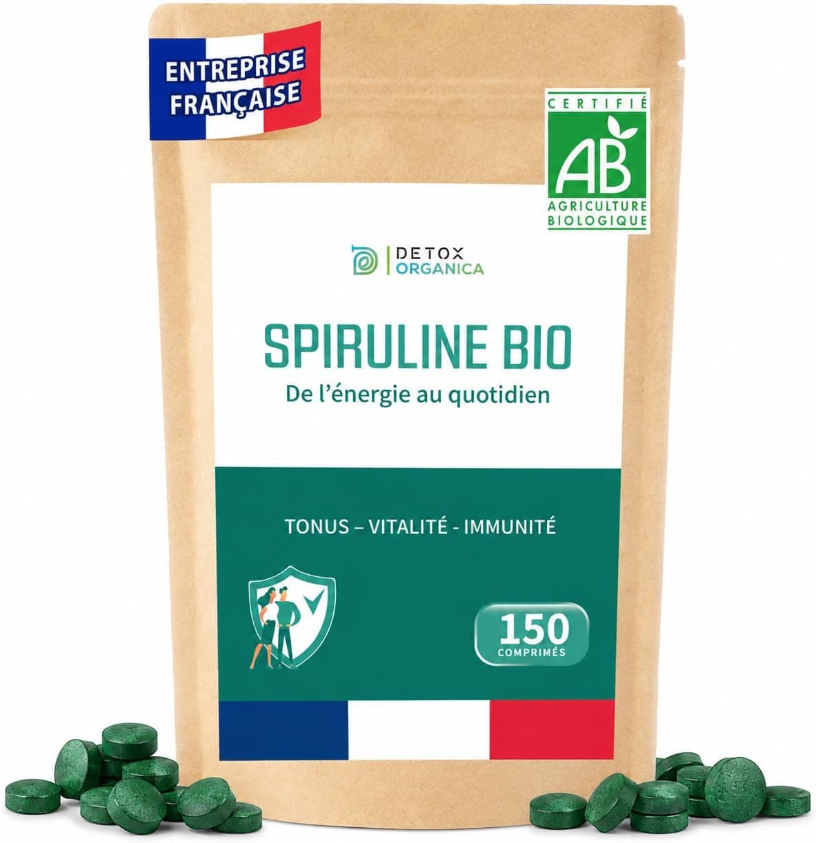 DETOX ORGANICA Spiruline Bio - Sachet Refermable 150 Comprimés