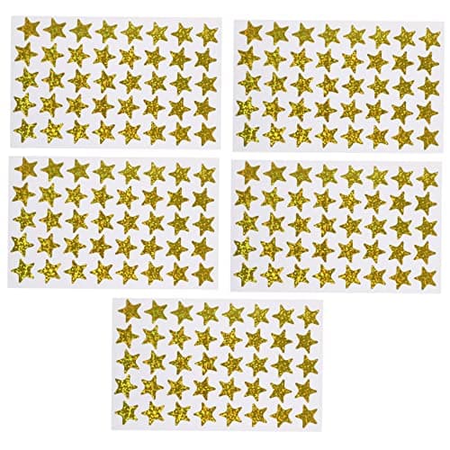 TOGEVAL 5 Paquets Pentagramme Sticker étoile autocollant de etiquette autocollante stickers ecole autocollant pour récompenser autocollant de récompense de paillettes Golden