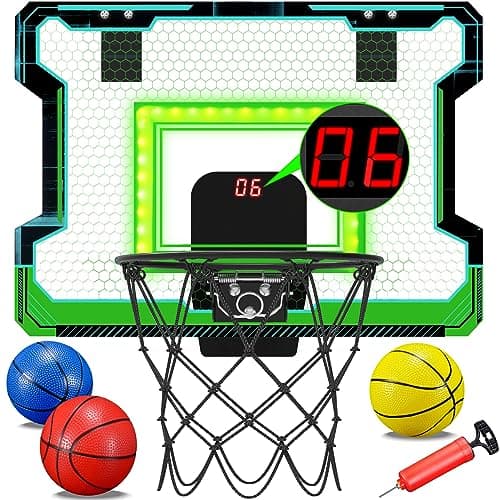 OKKIDY Panier de Basket Lumineux avec Panneau D'Affichage Èlectronique LED, Petit Jeu de Basket Jouet Sportif pour Enfants Adolescents Adultes, Idée de Cadeau 6, 7, 8, 9, 10, 12+ Ans Filles Garçons