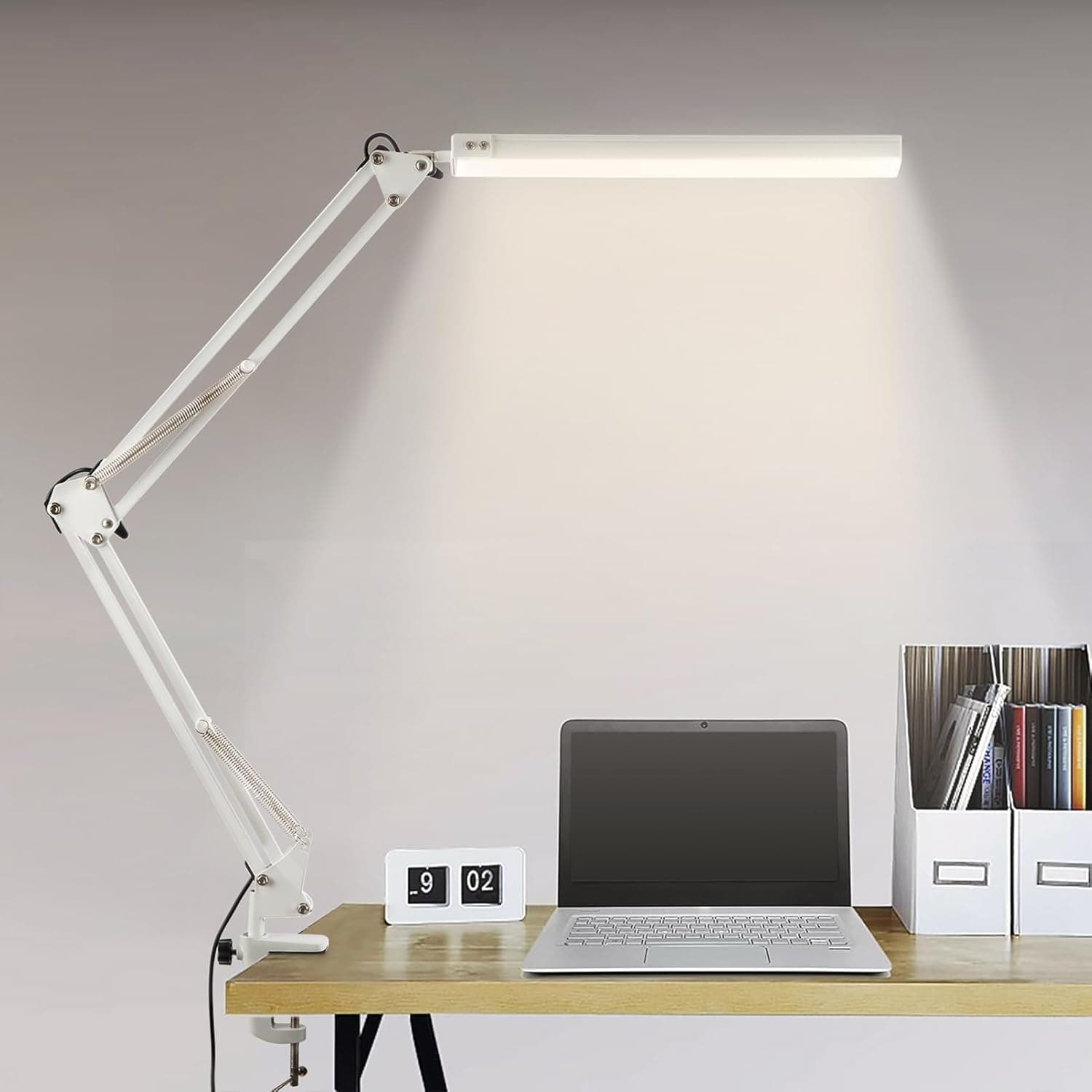 BIENSER Lampe de Bureau LED, 1100LM Lampe de Table avec Pince, 10 Niveaux de Luminosité X 3 Modes Réglables, Protection des Yeux, Fonction Mémoire, Lampe de Architecte pour Bureau, Lecture, Étude