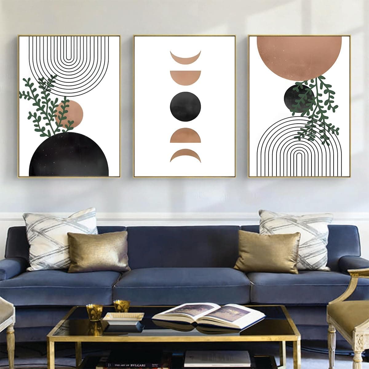 KXHHYB Abstract Line Geometry - Lot de 3 posters muraux - Images modernes - Décoration murale bohème - Motif géométrique - Ligne d'art - Sans cadre - A - 30 x 40 cm x 3