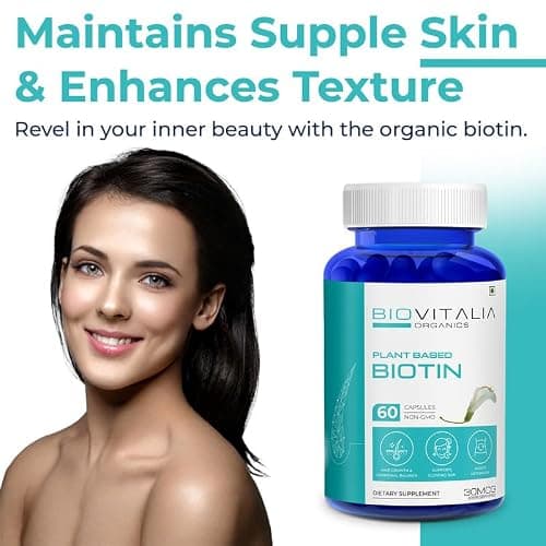 Biovitalia Organics Biotine 30mcg Capsule | Soutient la santé des cheveux et des ongles | Favorise l'équilibre hormonal | Soutenir le métabolisme | Complément alimentaire - 60 Capsules végétaliennes