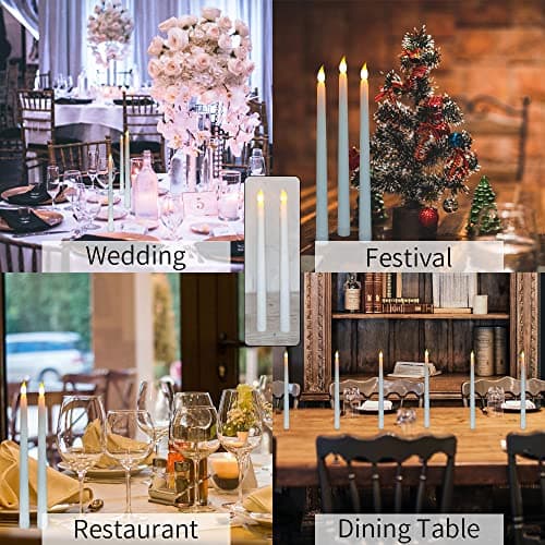 Sequpr Lot de 6 Bougies à LED, Bougies sans Flamme, Bougies à Piles, Bougies Longues LED pour Noël Table Mariage Anniversaire Fête Décoration (Blanc)