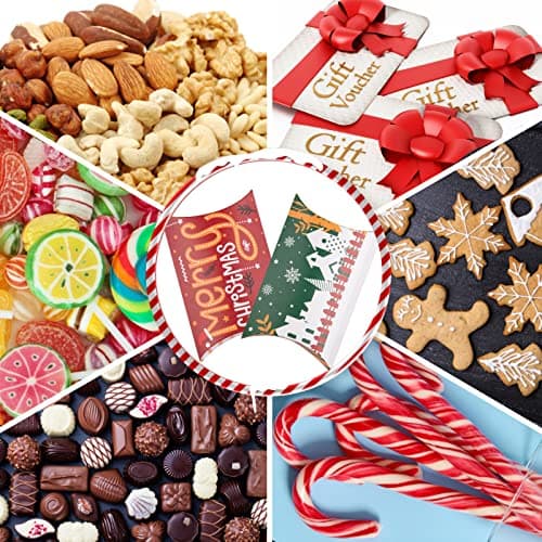 Boite Cadeau (12 x 7.5 cm), 20pcs Boite Papier Kraft Thème de Noel Boîtes à Bonbons avec Autocollants pour Cadeaux et Décoration de Fête