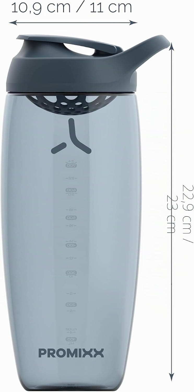 Promixx PURSUIT bouteille shaker de protéines de qualité supérieure pour shakes complémentaires – facile à nettoyer et durable, 950 ml, Bleu Nuit