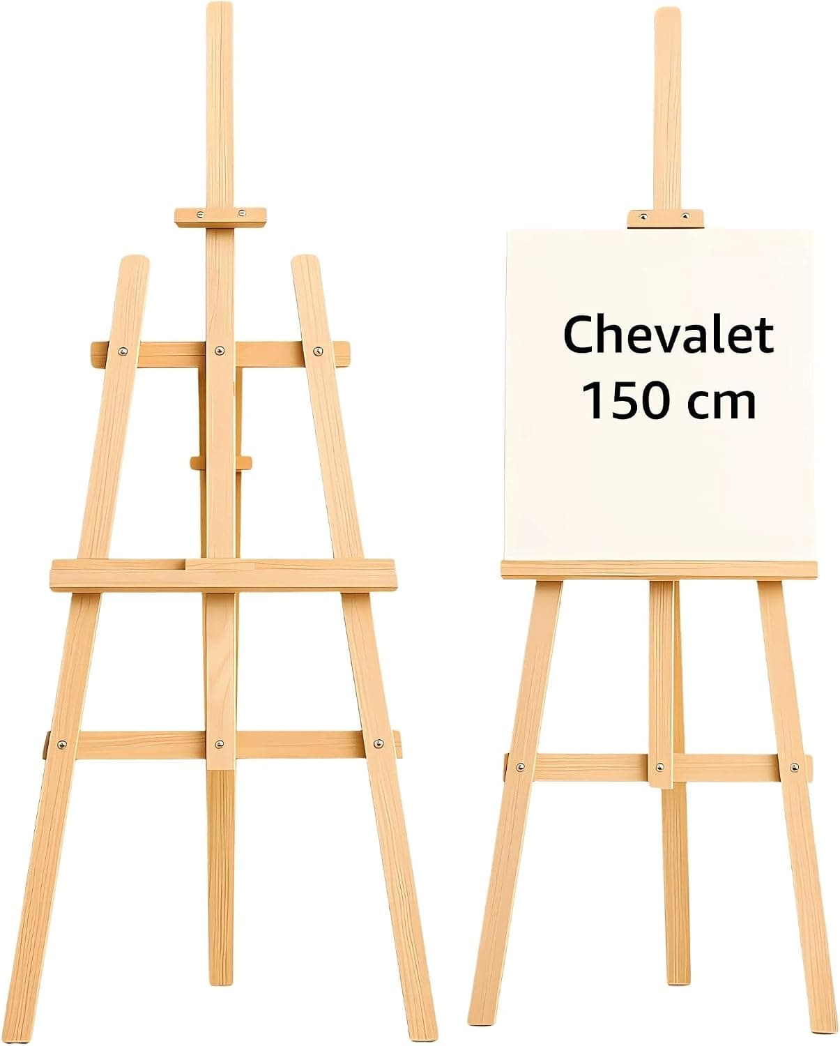 Chevalet en bois – Support toile réglable en hauteur pour peinture atelier mariage & plan de table – chevalets enfants adultes pliable trépied présentation bois 150 cm