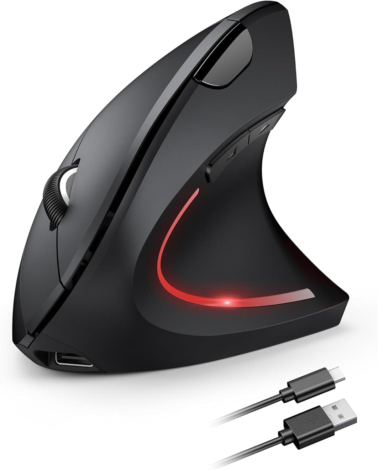 TECKNET Souris Ergonomique sans Fil Rechargeable, 4800 DPI, 6 Boutons, Noir