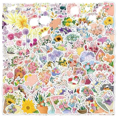 DKDDSSS 200 Pièces Autocollants Stickers, Autocollant Scrapbooking, Stickers Fleurs Stickers Scrapbooking, Scrapbooking Autocollant, Autocollants pour Scrapbooking pour DIY Bullet Journal Scrapbooking