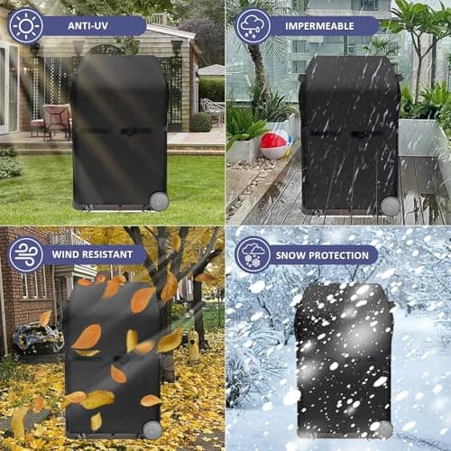 Aipwerer Housse Barbecue Exterieur, 600D Oxford Bache Barbecue pour Weber, Brinkmann, Enders, Char Broil, Housse de Protection BBQ de Anti-Vent, Anti-UV, Antipoussière, Anti-l'eau (76x66x110cm)
