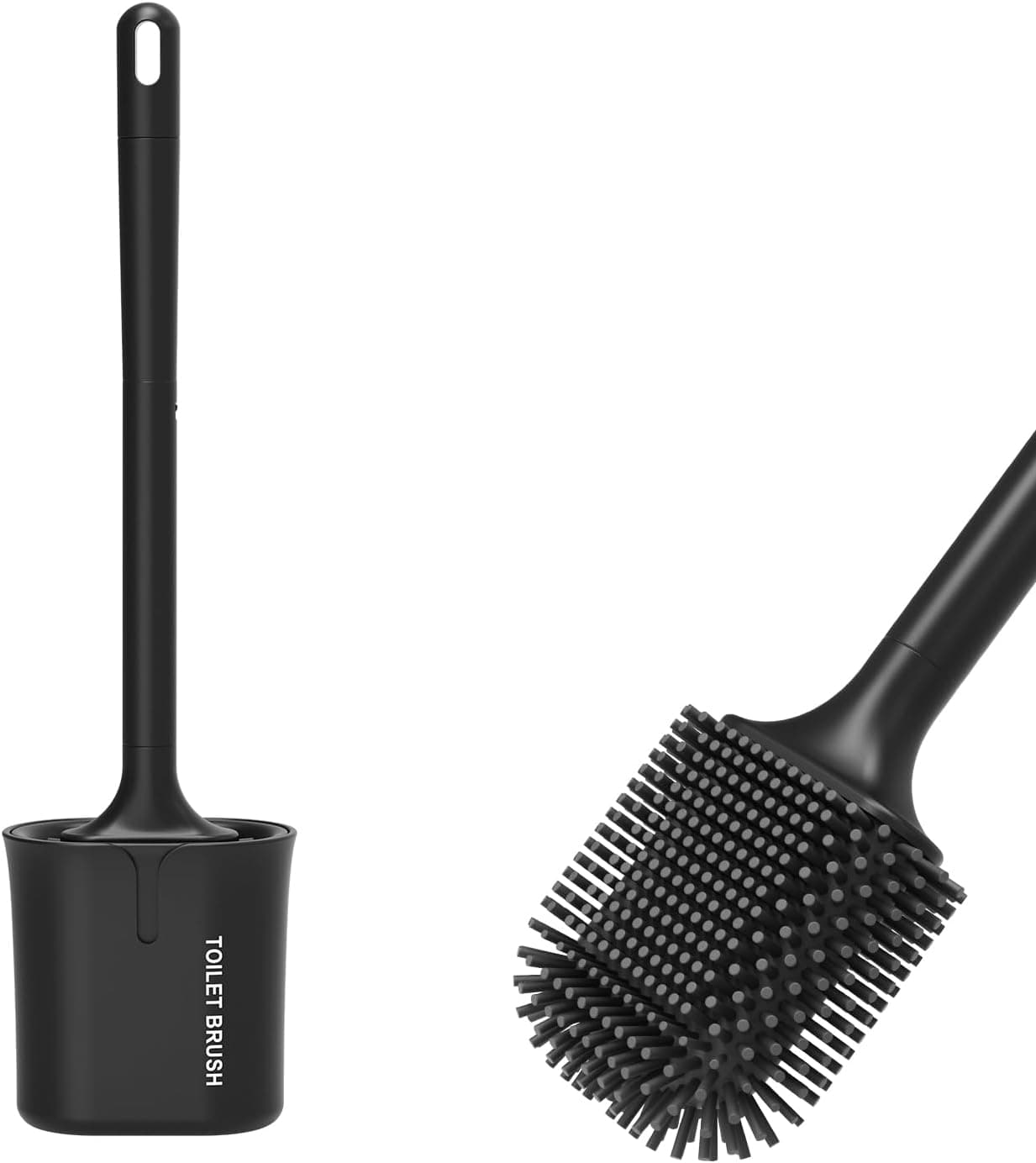 Ibergrif Brosse Toilettes WC Silicone avec Support, Balai Toilette WC Noir