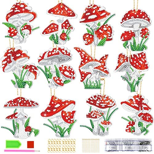 GMMG Diamond Painting Porte Clé 5D DIY Peinture Diamant Pendentifs Diamond Art Painting Keychain Kit pour Enfants Débutants Adultes (12 Pièces)
