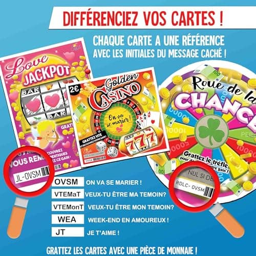 Annonce Mariage - Demande Témoin (2 Cartes à gratter"Veux-tu être mon témoin ?" + 2 Cartes à gratter" On va se marier")