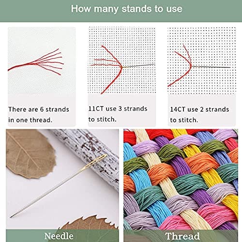 Cleana Arts Kit de broderie au point de croix estampillé 14CT 2 brins - 30 cm × 21 cm