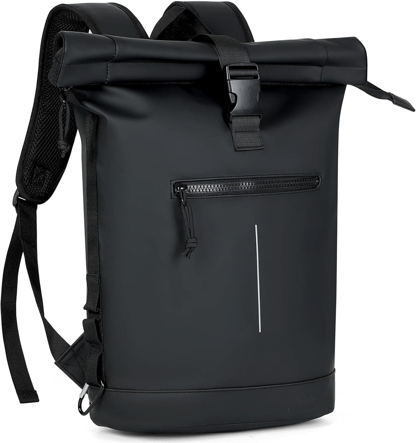 Lekeinchi Sac à Dos Rolltop Elegant Homme Femme Portable PC 17 Pouces, Noir | Imperméable, Rains Sac à Dos avec Bandes Réfléchissantes, Sac à Dos de Voyage Extensible Décontracté Travail College