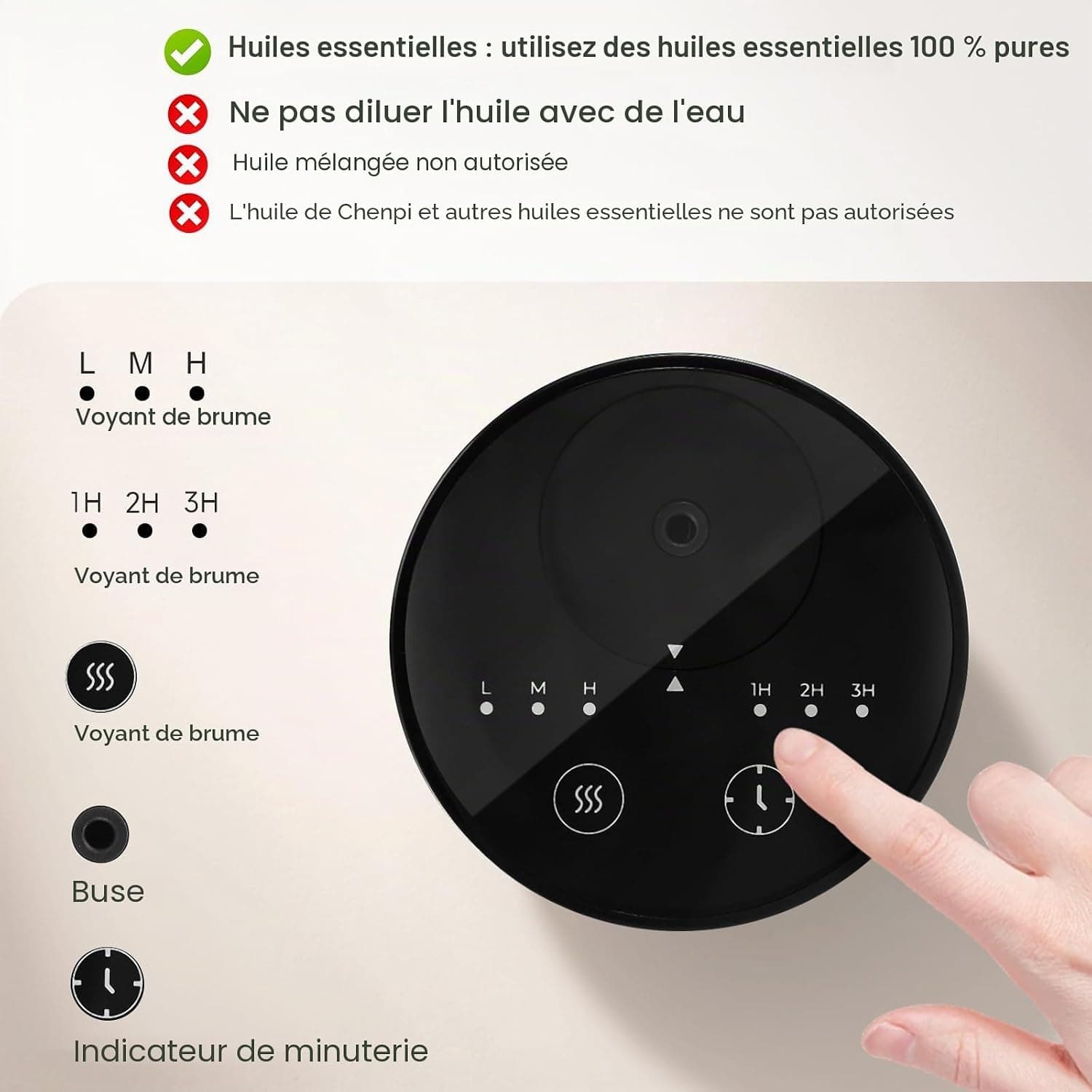 UrbanHomes Diffuseur Huiles Essentielles, Huile Essentielle, Diffuseur Parfum Maison, Huile Essentielle pour diffuseur, Diffuseur Electrique Parfum Maison, avec 3 Modes, Fonction USB Portable, Noir