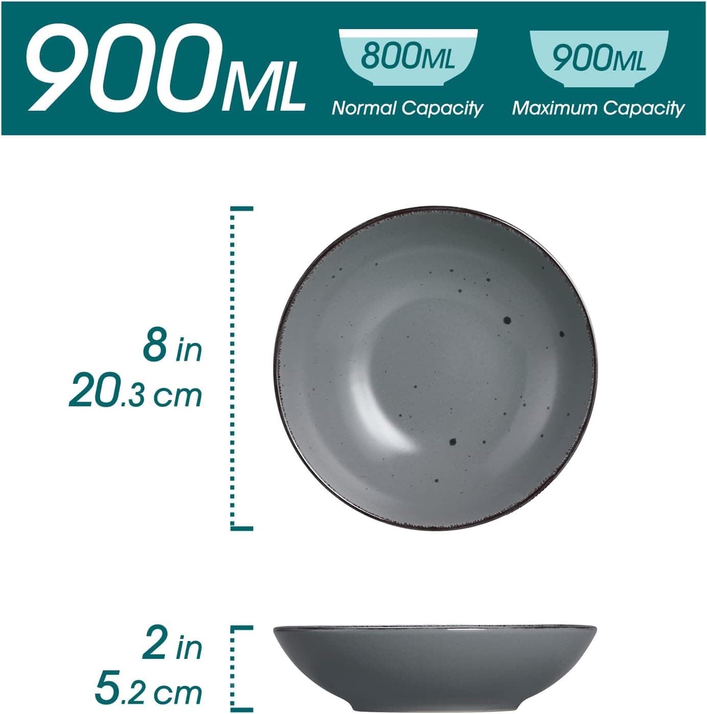vancasso, Série Moda, Assiette Creuse en Céramique, Assiette à Soupe Saladier - 4 Pièces