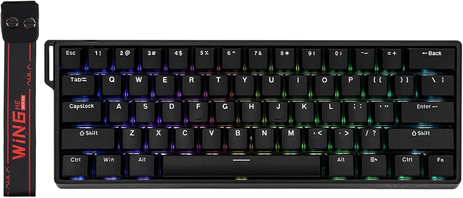 EPOMAKER Aula WIN60 HE 60% Clavier Magnétique avec Actionnement Réglable | 8 000Hz, Commutateurs à Effet Hall, Échange à Chaud, pour Jeux FPS (Noir)