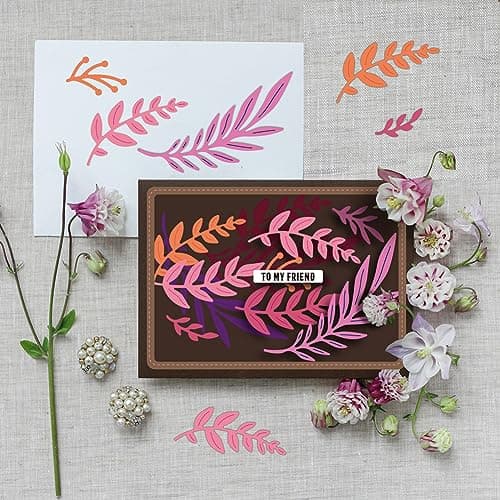BENECREAT Plantes Feuilles Métal Die Cuts, Feuille Matrices de Découpe Pochoirs Modèle Moules pour la Fabrication de Cartes Thanksgiving Noël Carte d'anniversaire Décor Papier Scrapbooking
